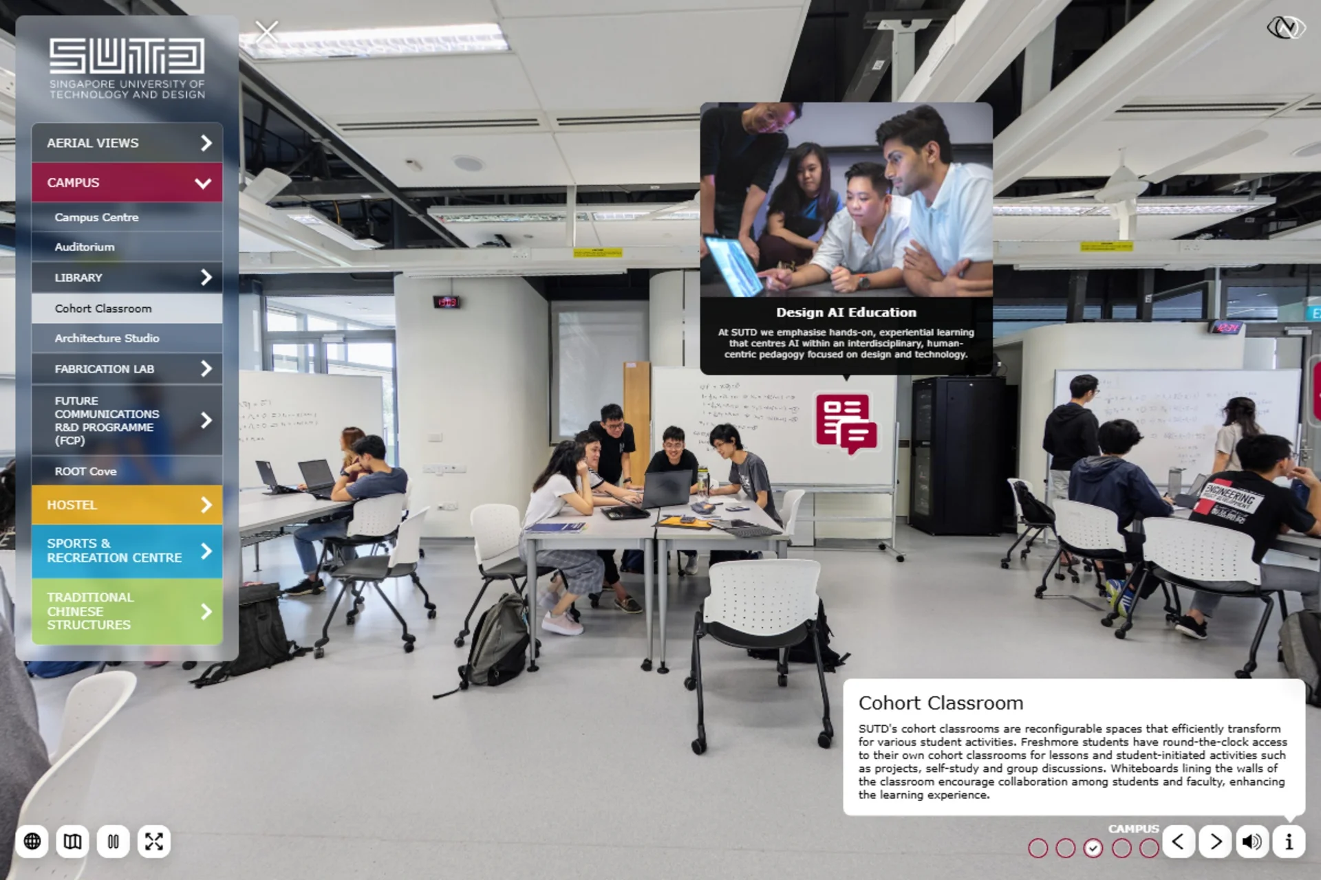 Information hotspot open within an SUTD cohort classroom.