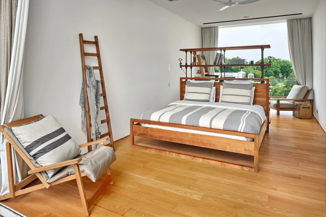 Cozy bedroom with natural light and minimalist decor