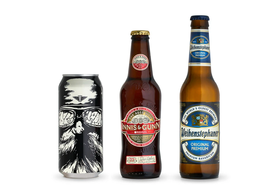 Beer selection editorial spread with numbered callouts