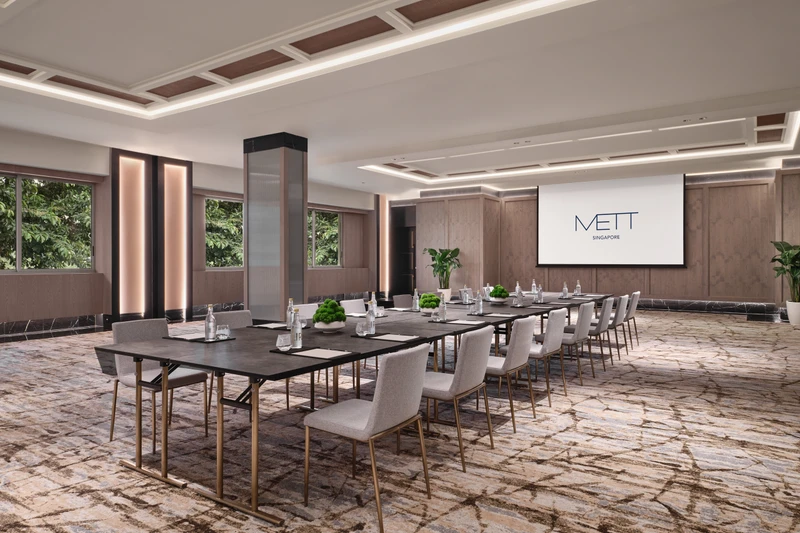 Junior ballroom boardroom setup at METT Singapore