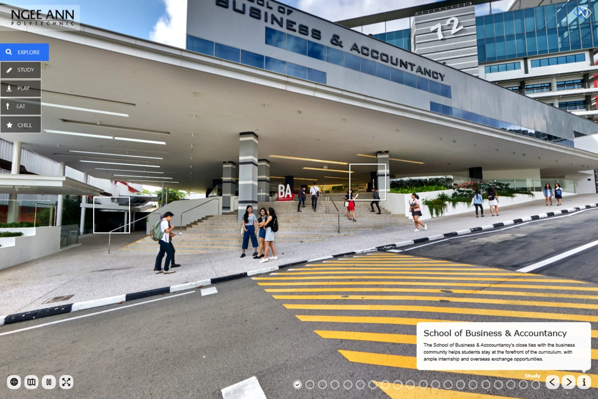 Scene information and Study section navigation at the School of Business and Accountancy.