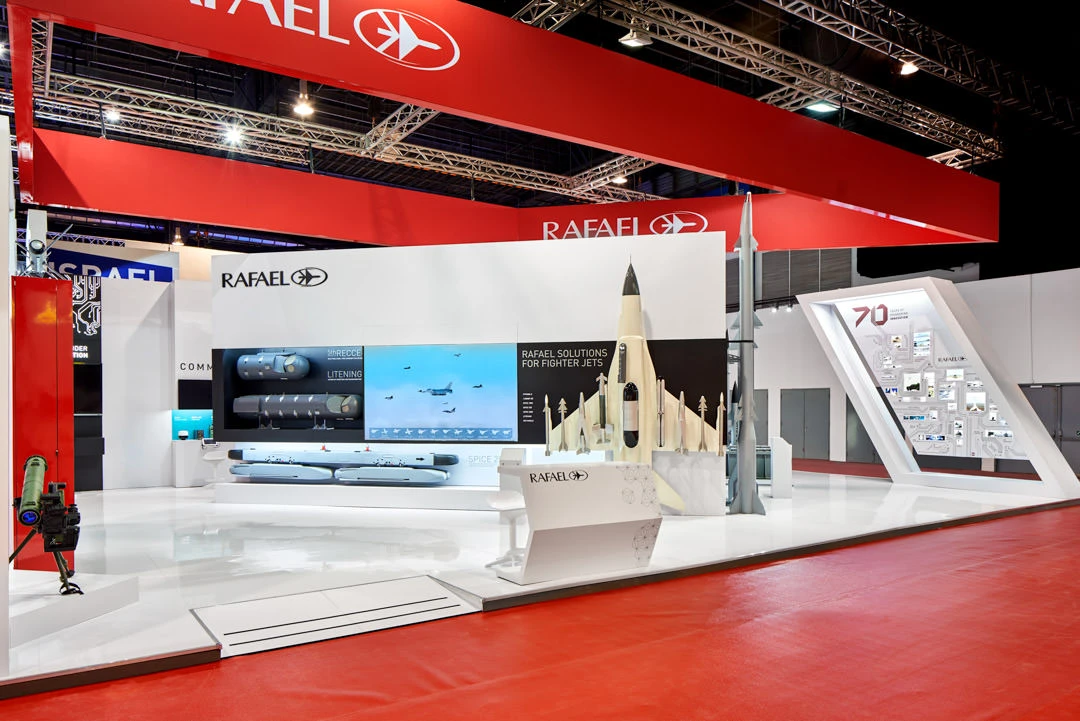 Rafael fighter jet solutions display with missile models