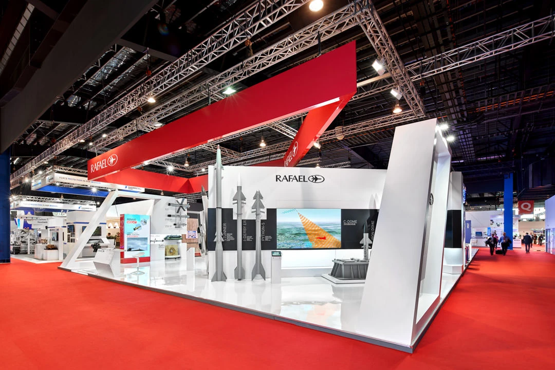 Rafael C-DOME naval defence display with interceptor missiles