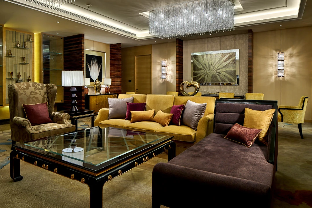Presidential suite living area with formal seating — Crowne Plaza Tianjin Jinnan hospitality photography