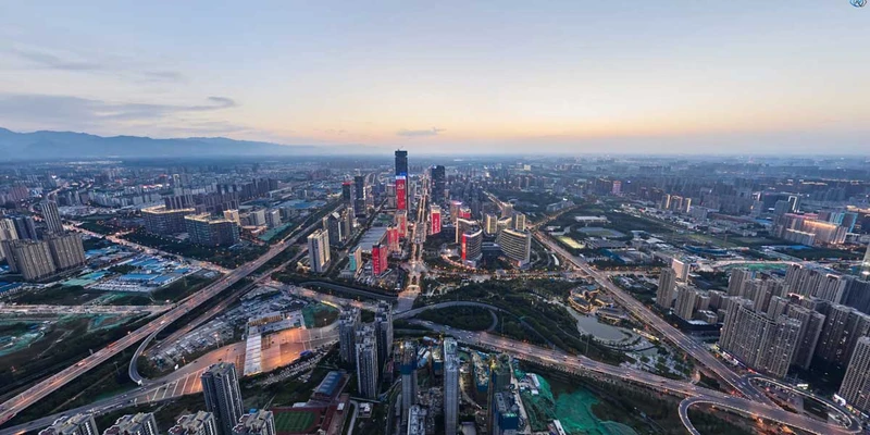Xian China Dusk Aerial 360